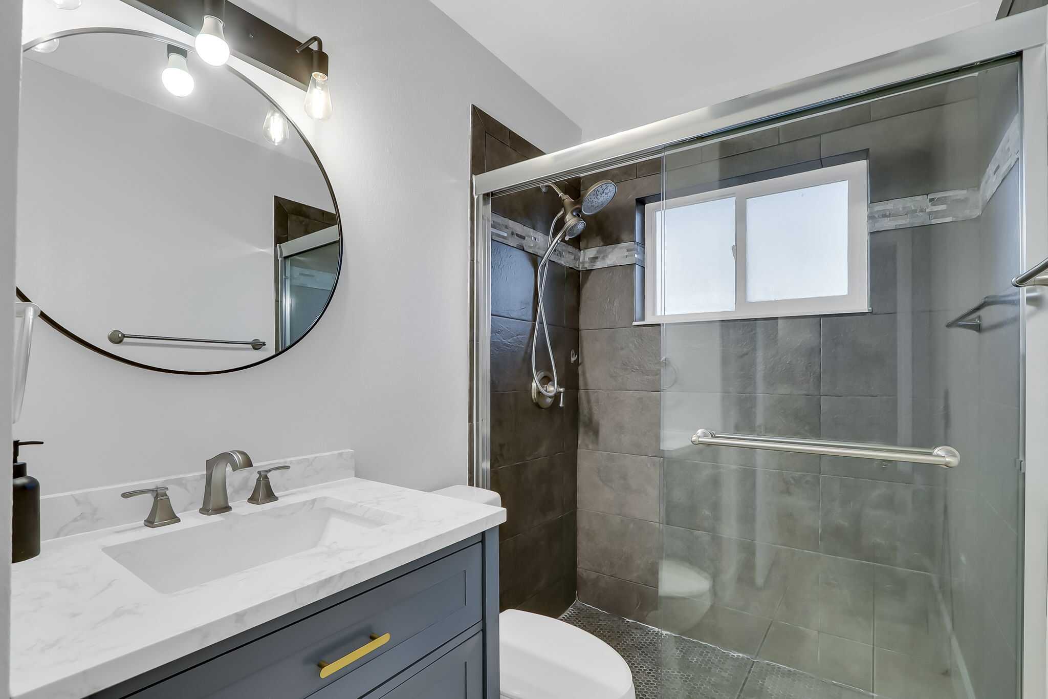 Custom bathroom vanity with LED mirror - El Paso, TX Beautiful bathroom remodel in El Paso, TX